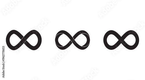 Infinity symbols in different styles on white background