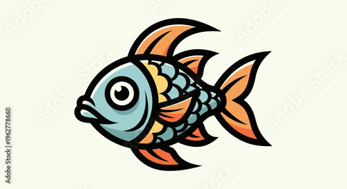Colorful cartoon fish with fins.
