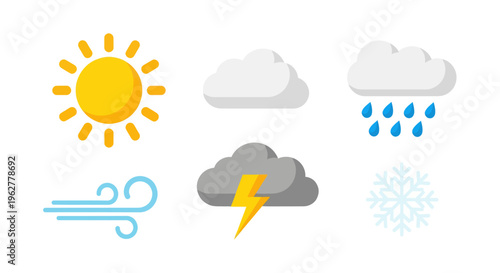 Weather forecast icons on white background.