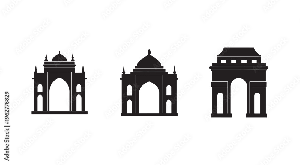 Obraz premium Monument architecture silhouette icons famous landmarks travel history culture