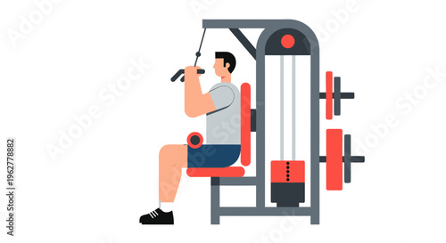Man Exercising on Fitness Machine.