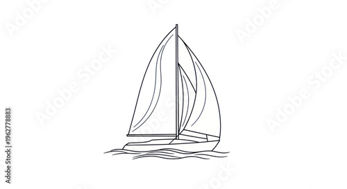 Sailboat Sailing on Water Surface.