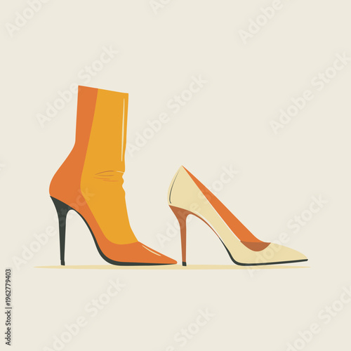 Stylish high heels vector illustration of fashion footwear on neutral background