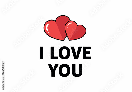 I Love You Message with Red Hearts Illustration - A Romantic Declaration of Affection and Endearment