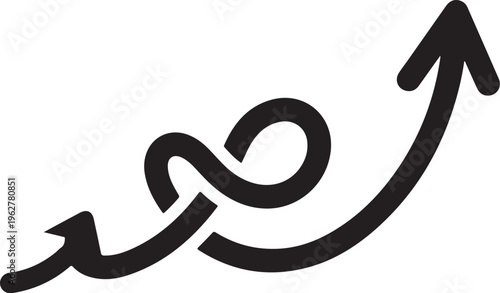 Black Arrow with Twisting Motion Upward Trend Symbol