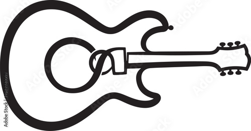 Electric Guitar Icon in Black and White Colors Simple Design