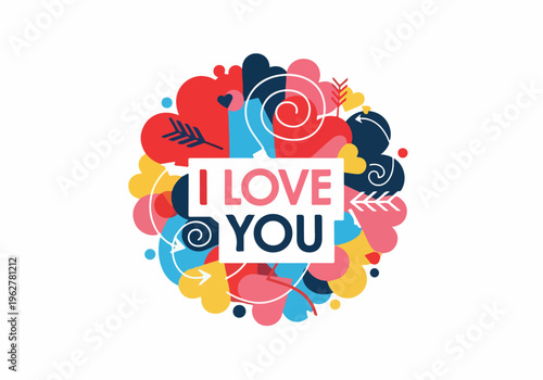 Celebrate your love with a vibrant and colorful illustration of hearts and arrows, perfect for Valentine's Day or any declaration of affection