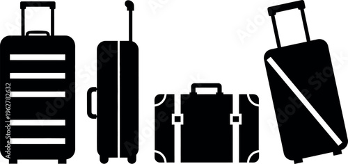 Four different types of luggage silhouettes for travel and suitcase needs
