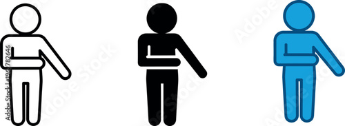 Three human figures in different colors for representation or illustration