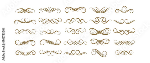 Decorative ornamental design elements set on black background