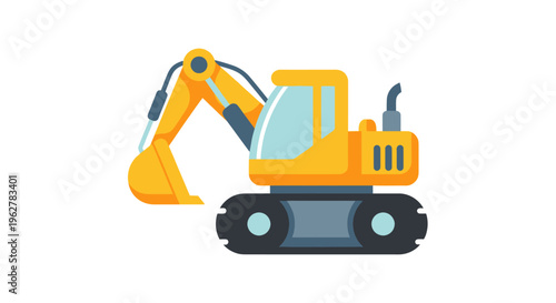 Yellow Excavator Machine Heavy Equipment.