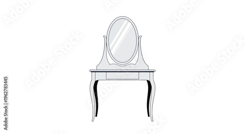 Vintage Dressing Table with Oval Mirror.