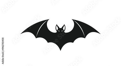Black Bat Silhouette Flying Alone.
