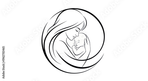 Mother Holding Newborn Baby Close.