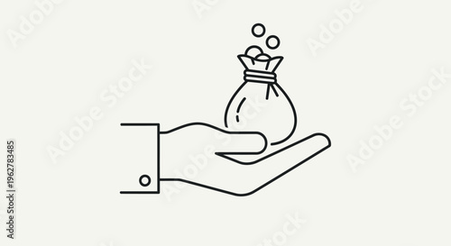 Hand Holding Money Bag Icon.
