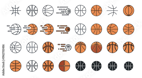 Basketballs in various stages of design.
