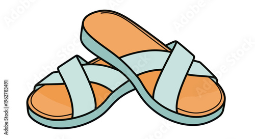 Pair of blue ladies sandals.