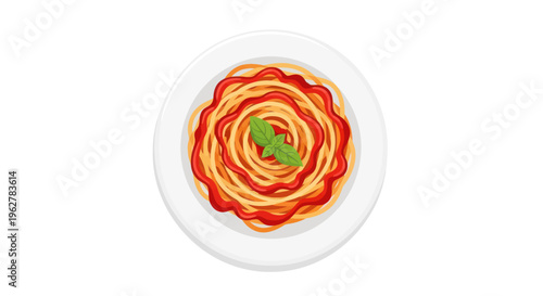 Spaghetti on a white plate.