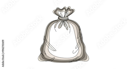 Drawn Trash Bag with Tie.