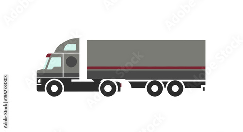 Semi Truck Front Side View.