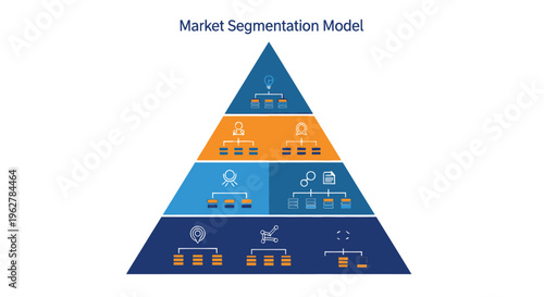 Market Segmentation Model Pyramid Chart with Icons and Steps
