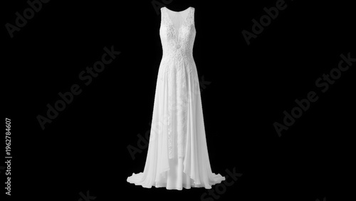 A beautiful white wedding dress on transparent background