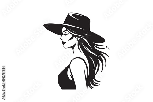 Female Profile with Long Hair Illustration vector