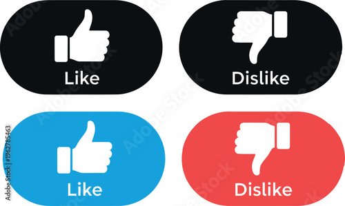 Social media like and dislike buttons in different colors