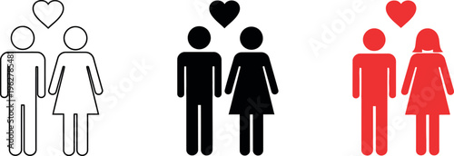 Illustration of monogamous and polyamorous relationship symbols