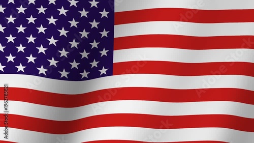 Waving USA flag animation . United States flag waving in wind
