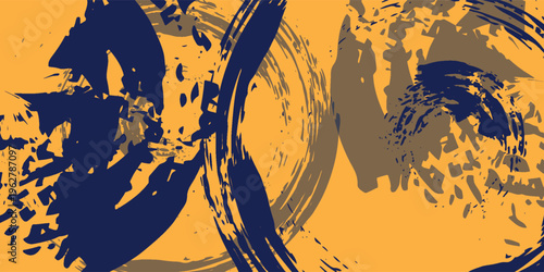 abstract digital artwork featuring bold, expressive brushstrokes. textured splatters on the right