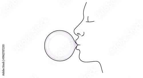 Woman Blowing Bubble Gum Closeup.