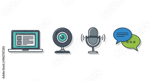 Communication Technology Icons Set.