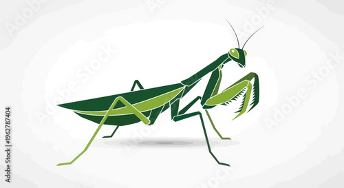 Green Praying Mantis Insect Closeup Profile.