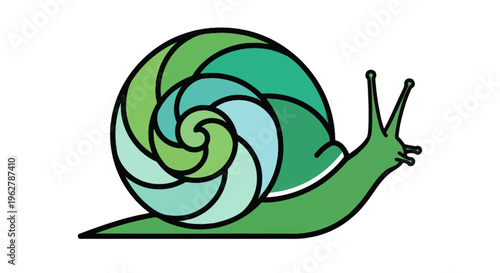 Colorful cartoon snail shell creature.