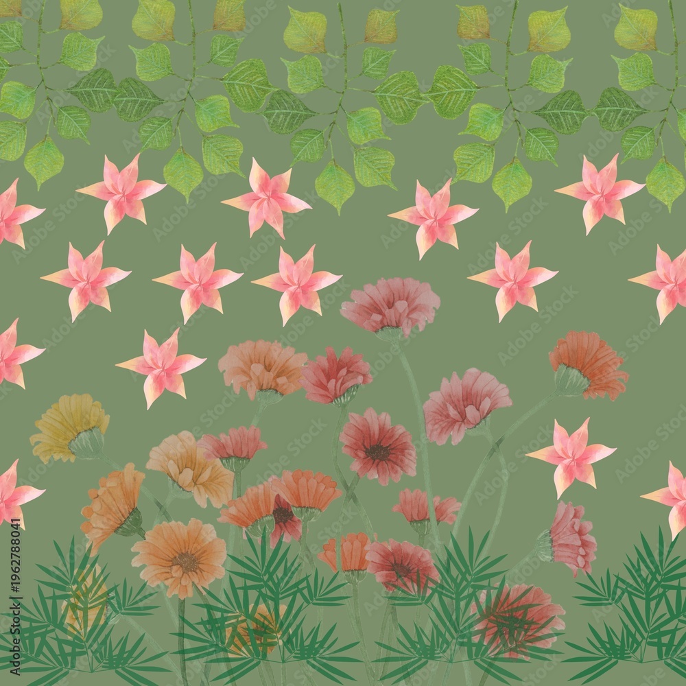 Fototapeta premium Untitled design - 1Nature Inspired Seamless Floral Design