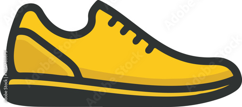 Modern Minimalist Shoe Logo Icon, Yellow Sneakers Illustration for Footwear Brand Identity Isolated on White Background
