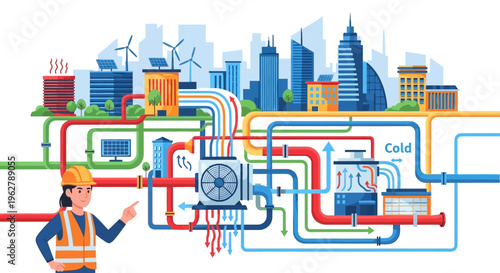 Centralized Energy System with Engineer and City Infrastructure.