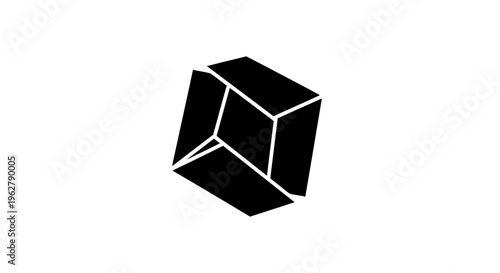 Abstract Black Geometric Cube Shape Isolated on White Background