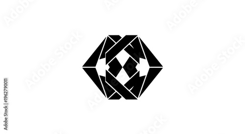 Abstract Geometric Black Shape on White Background