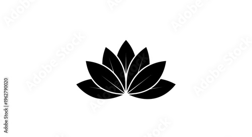 Black Lotus Flower Silhouette Icon on White Background