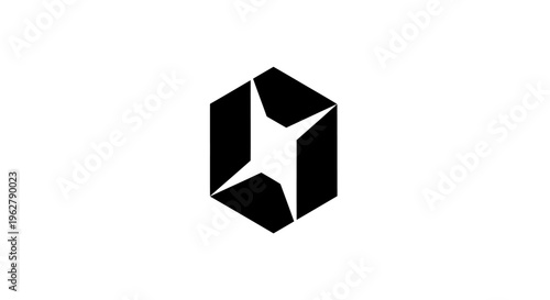 Abstract Hexagon Logo with Star Shape Inside