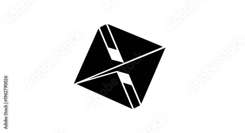 Abstract geometric black shape on white background, modern design, minimalist