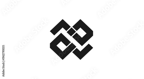 Abstract geometric logo design, modern symbol, interlocking shapes, minimalist vector art