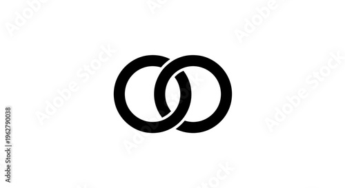 Two Interlocking Black Rings on White Background - Symbol of Connection and Unity