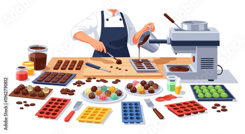 Confectioner Crafting Delicious Chocolate Treats with Skill.