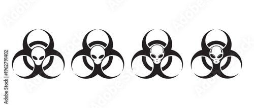 Biohazard Alien Skull Warning Symbols. on White Background Danger Contamination Virus Concept.