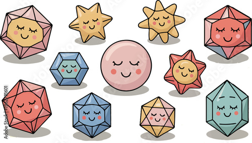 Cute Gems: A collection of adorable gems, each with its own unique shape, expression, and charming personality. These precious treasures exude warmth, playfulness, and a touch of whimsy.