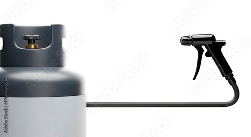 Gas cylinder connected to a spray nozzle