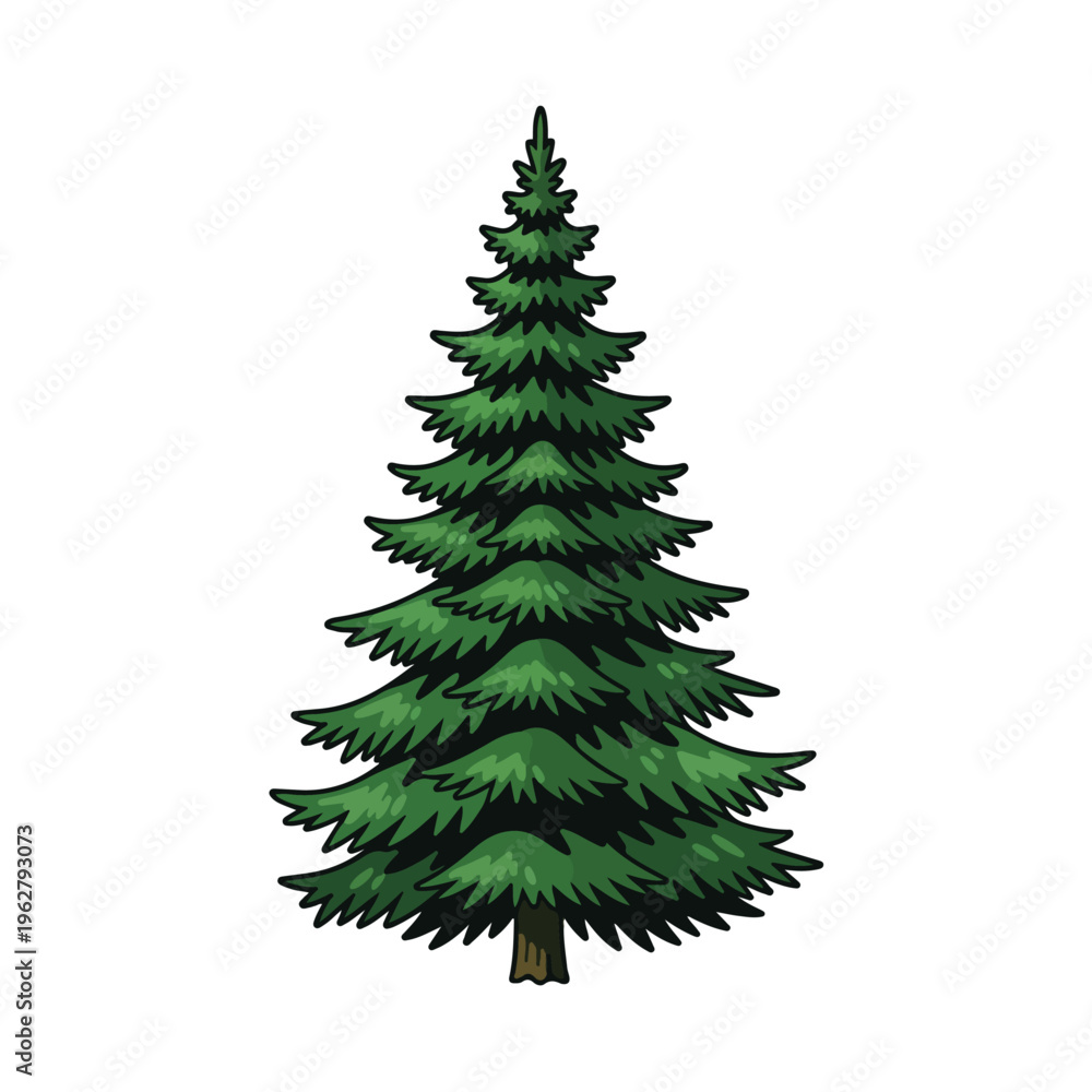 Fototapeta premium cartoon style evergreen pine tree nature graphic